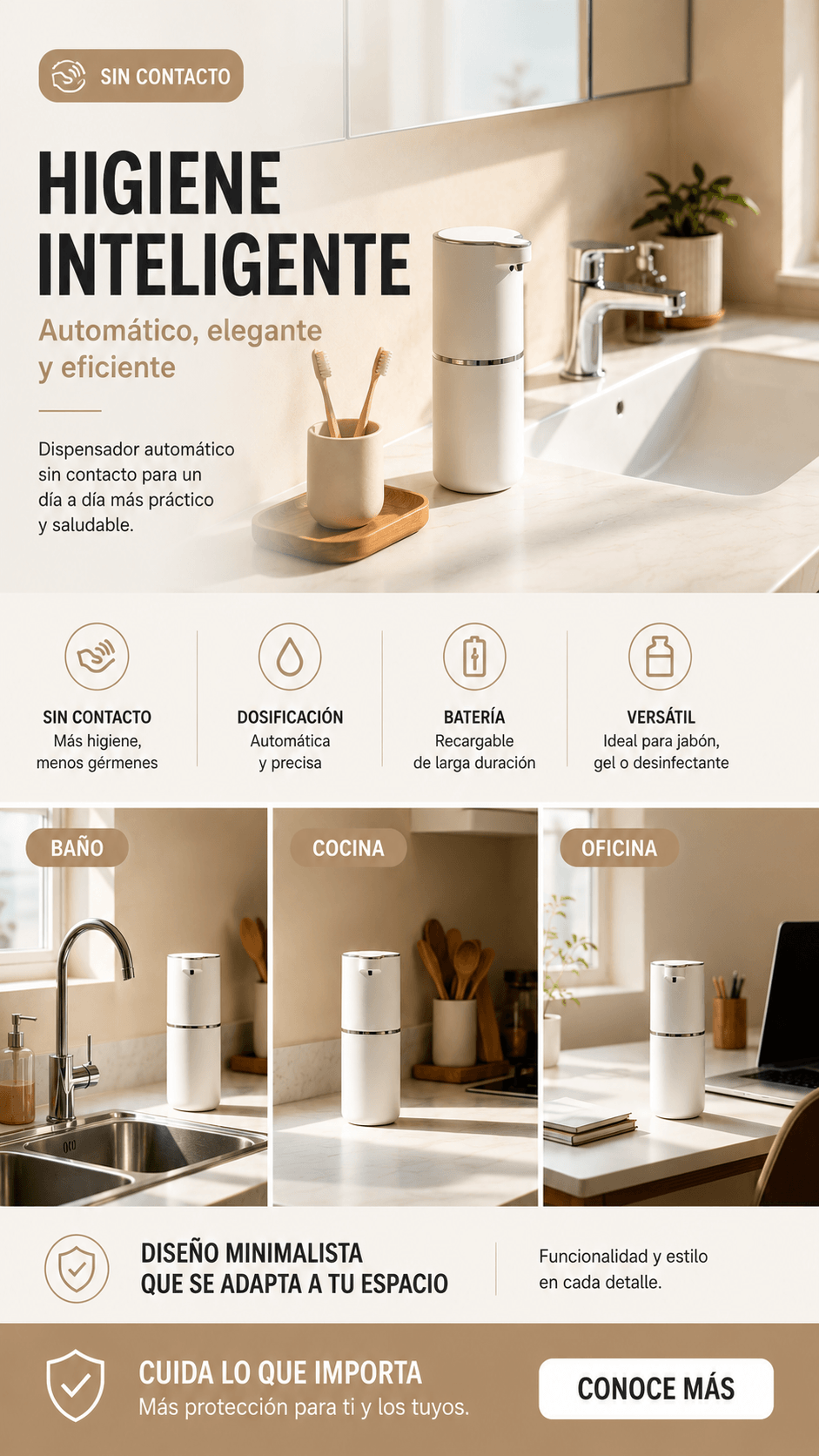 Características del dispensador de espuma automático
